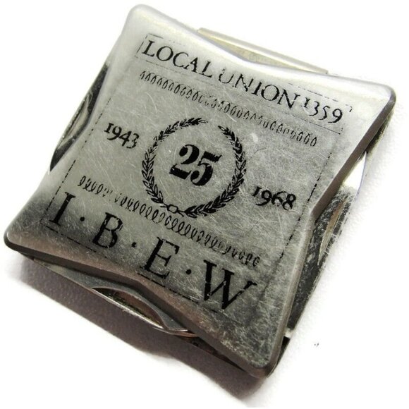Money Clip IBEW 25 Year Local Union 1359 Square 2 Knife File Stainless Japan - Picture 2 of 8
